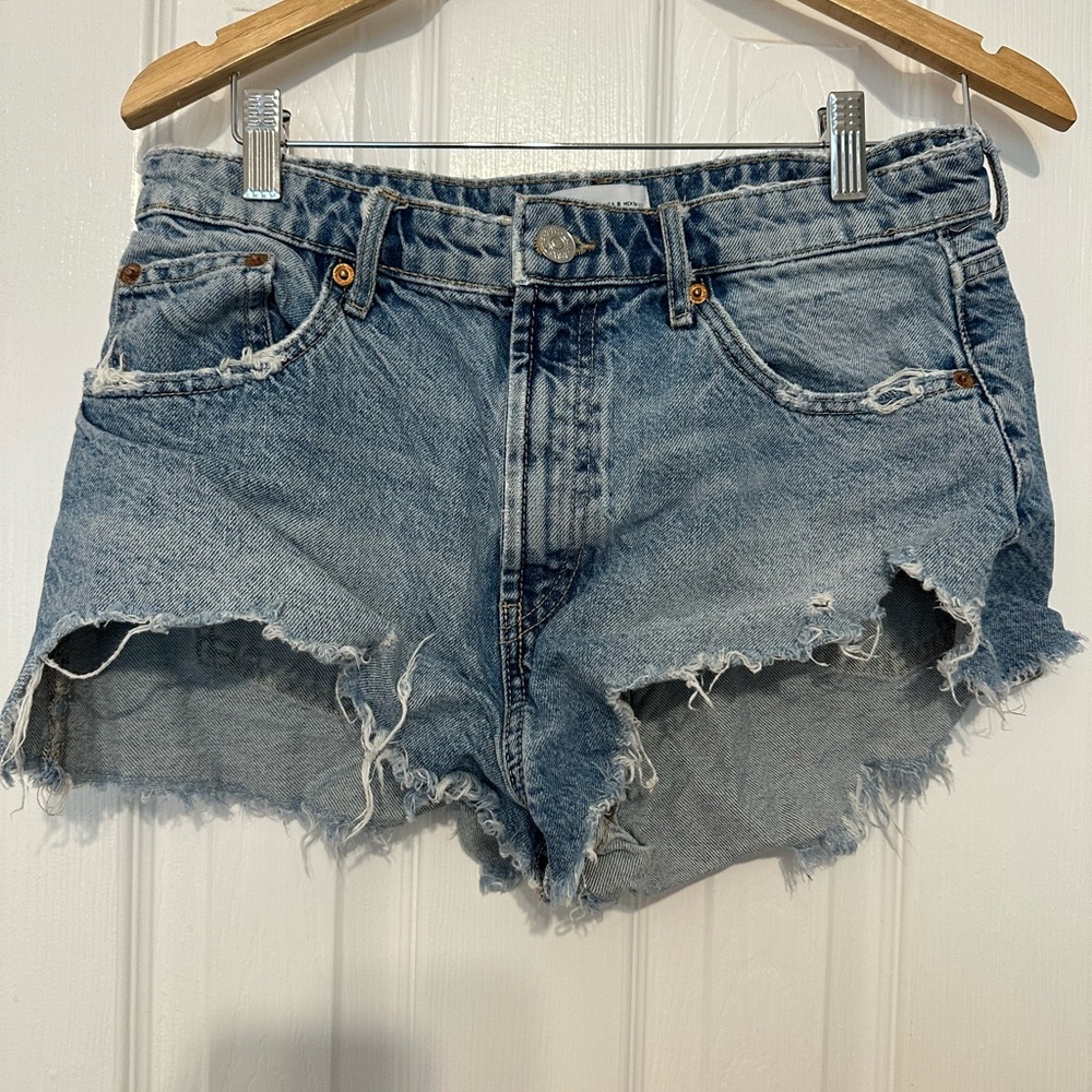 Zara Blue Distressed Jean Shorts